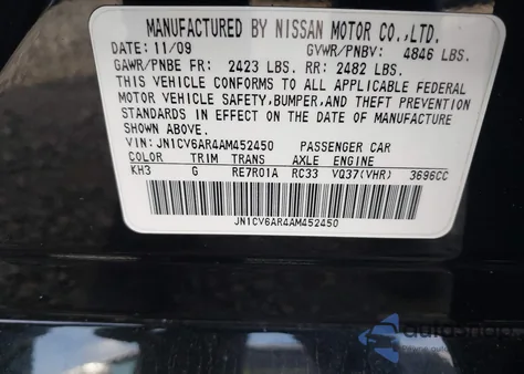 2010 Infiniti G37X from USA, damaged, VIN JN1CV6AR4AM452450